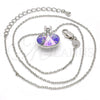 Rhodium Plated Pendant Necklace, with Crystal Swarovski Crystals and White Micro Pave, Polished, Rhodium Finish, 04.239.0017.3.16