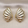 Oro Laminado Stud Earring, Gold Filled Style Shell and Hollow Design, Polished, Golden Finish, 02.428.0041