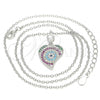 Sterling Silver Pendant Necklace, Heart Design, with Multicolor Cubic Zirconia, Polished, Rhodium Finish, 04.336.0225.16