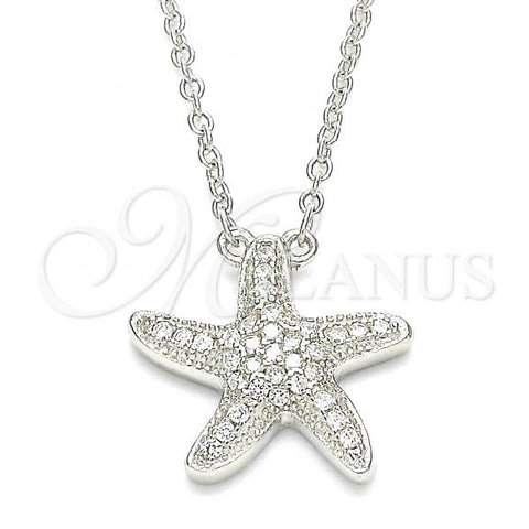Sterling Silver Pendant Necklace, with White Cubic Zirconia, Polished, Rhodium Finish, 04.336.0210.16