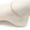 Oro Laminado Basic Anklet, Gold Filled Style Mariner Design, Diamond Cutting Finish, Golden Finish, 03.213.0302.09