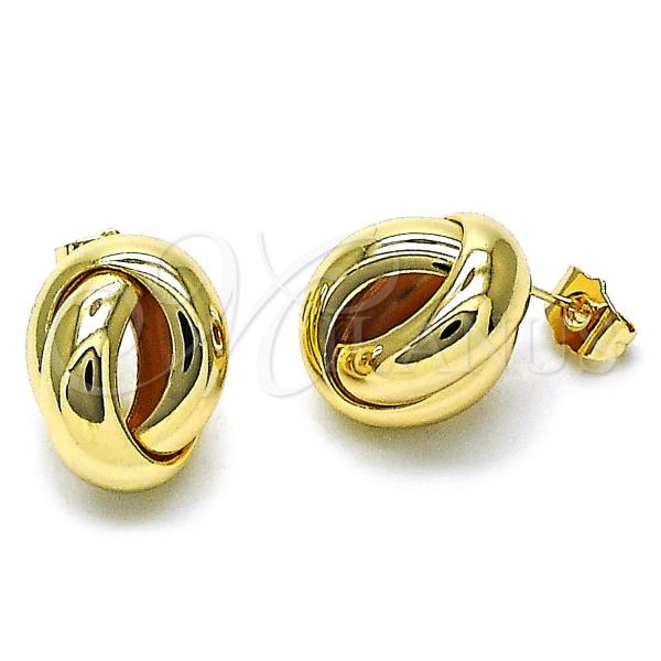 Oro Laminado Stud Earring, Gold Filled Style Love Knot Design, Polished, Golden Finish, 02.195.0324