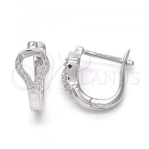 Sterling Silver Huggie Hoop, with White Micro Pave, Polished, Rhodium Finish, 02.332.0017.12