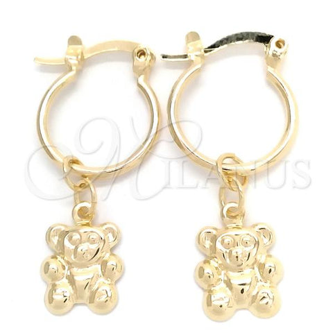 Oro Laminado Small Hoop, Gold Filled Style Teddy Bear Design, Polished, Golden Finish, 02.58.0065.12