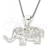 Sterling Silver Fancy Pendant, Elephant Design, with White Micro Pave, Polished,, 05.398.0011
