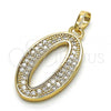 Oro Laminado Fancy Pendant, Gold Filled Style with White Cubic Zirconia, Polished, Golden Finish, 05.185.0020