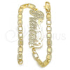 Oro Laminado Fancy Bracelet, Gold Filled Style Nameplate Design, Polished, Golden Finish, 03.63.1966.08