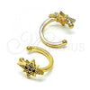 Oro Laminado Earcuff Earring, Gold Filled Style with Multicolor Micro Pave, Polished, Golden Finish, 02.210.0680.1