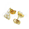 Oro Laminado Stud Earring, Gold Filled Style with White Cubic Zirconia, Polished, Golden Finish, 02.387.0100