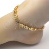 Oro Laminado Fancy Anklet, Gold Filled Style Heart Design, Polished, Golden Finish, 03.210.0061.10