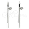 Sterling Silver Long Earring, with White Micro Pave, Polished, Rhodium Finish, 02.186.0159.1