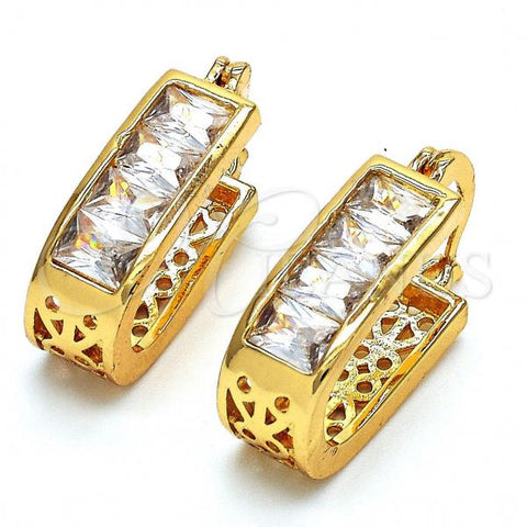 Oro Laminado Small Hoop, Gold Filled Style with White Cubic Zirconia, Polished, Golden Finish, 02.196.0018.15