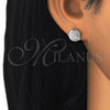 Sterling Silver Stud Earring, with White Cubic Zirconia, Polished, Rhodium Finish, 02.336.0108