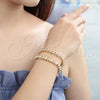 Oro Laminado Fancy Bracelet, Gold Filled Style Ball Design, Matte Finish, Golden Finish, 03.93.0010.07