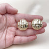 Oro Laminado Stud Earring, Gold Filled Style Hollow Design, Polished, Golden Finish, 02.195.0342