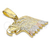 Oro Laminado Fancy Pendant, Gold Filled Style Eagle Design, Polished, Tricolor, 5.180.012