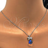 Rhodium Plated Pendant Necklace, Bow Design, with Bermuda Blue Swarovski Crystals and White Micro Pave, Polished, Rhodium Finish, 04.239.0024.2.16