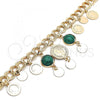 Oro Laminado Charm Bracelet, Gold Filled Style with Green Opal, Polished, Golden Finish, 03.331.0119.08
