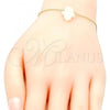 Oro Laminado Fancy Bracelet, Gold Filled Style Hand of God Design, with White Opal, Polished, Golden Finish, 03.99.0001.1.07