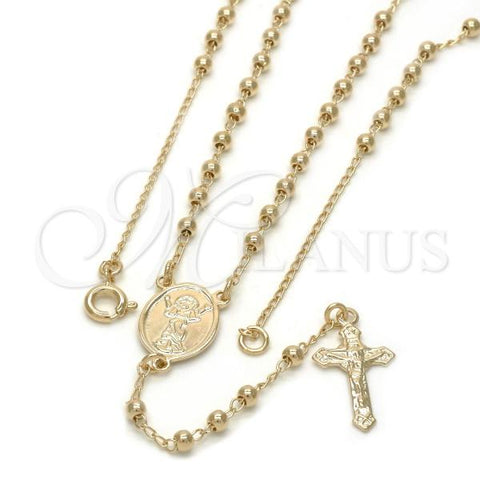 Oro Laminado Thin Rosary, Gold Filled Style Divino Niño and Crucifix Design, Polished, Golden Finish, 09.09.0005.18