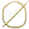 Oro Laminado Necklace and Bracelet, Gold Filled Style with Aurore Boreale Crystal, Polished, Golden Finish, 06.185.0017