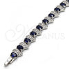 Rhodium Plated Tennis Bracelet, with Sapphire Blue and White Cubic Zirconia, Polished, Rhodium Finish, 03.206.0007.8.07