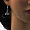 Rhodium Plated Long Earring, with White Cubic Zirconia and White Micro Pave, Polished, Rhodium Finish, 02.236.0012.4