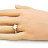 Oro Laminado Multi Stone Ring, Gold Filled Style Heart Design, with White Cubic Zirconia, Polished, Two Tone, 01.341.0154