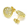 Oro Laminado Stud Earring, Gold Filled Style Heart Design, with White Micro Pave, Polished, Golden Finish, 02.156.0568