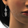 Rhodium Plated Long Earring, Teardrop Design, with White Cubic Zirconia, Polished, Rhodium Finish, 02.217.0013.2