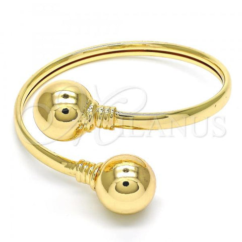 Oro Laminado Individual Bangle, Gold Filled Style Ball Design, Polished, Golden Finish, 07.102.0001.1 (05 MM Thickness, One size fits all)