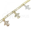 Oro Laminado Charm Bracelet, Gold Filled Style Angel Design, Polished, Tricolor, 03.351.0111.07