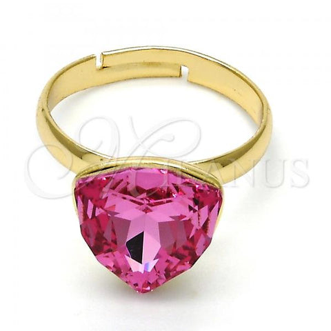 Oro Laminado Multi Stone Ring, Gold Filled Style with Rose Swarovski Crystals, Polished, Golden Finish, 01.239.0005.8 (One size fits all)