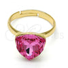 Oro Laminado Multi Stone Ring, Gold Filled Style with Rose Swarovski Crystals, Polished, Golden Finish, 01.239.0005.8 (One size fits all)