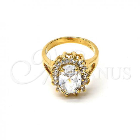 Oro Laminado Multi Stone Ring, Gold Filled Style Cluster Design, with White Cubic Zirconia, Polished, Golden Finish, 5.176.034.08 (Size 8)