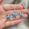 Sterling Silver Earring and Pendant Adult Set, Star Design, with Bermuda Blue Opal, Polished, Silver Finish, 10.391.0028