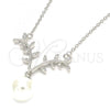 Sterling Silver Pendant Necklace, with White Cubic Zirconia and Ivory Pearl, Polished, Rhodium Finish, 04.336.0136.16