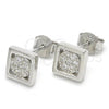 Sterling Silver Stud Earring, with White Micro Pave, Polished, Rhodium Finish, 02.336.0054