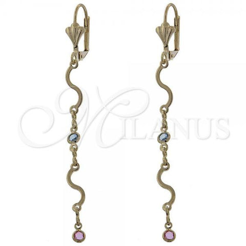 Oro Laminado Long Earring, Gold Filled Style with Multicolor Opal, Polished, Golden Finish, 02.63.2425