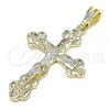 Oro Laminado Religious Pendant, Gold Filled Style Crucifix Design, Polished, Tricolor, 05.351.0183.1
