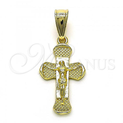 Oro Laminado Religious Pendant, Gold Filled Style Crucifix Design, Polished, Golden Finish, 05.253.0169
