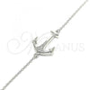 Sterling Silver Fancy Bracelet, Anchor Design, with White Micro Pave, Polished, Rhodium Finish, 03.336.0062.08