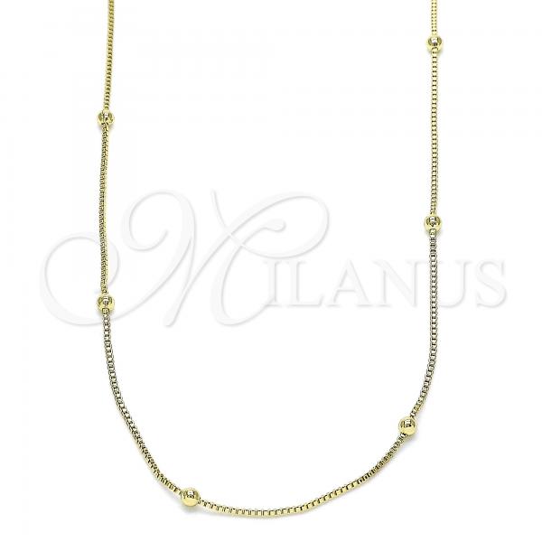 Oro Laminado Basic Necklace, Gold Filled Style Box Design, Polished, Golden Finish, 04.213.0245.20