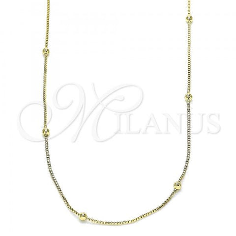 Oro Laminado Basic Necklace, Gold Filled Style Box Design, Polished, Golden Finish, 04.213.0245.20