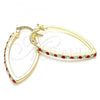 Oro Laminado Small Hoop, Gold Filled Style with Garnet and White Cubic Zirconia, Polished, Golden Finish, 02.100.0082.1.15