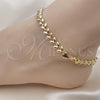 Oro Laminado Fancy Anklet, Gold Filled Style Leaf Design, Polished, Golden Finish, 03.210.0027.10
