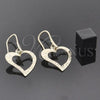 Oro Laminado Dangle Earring, Gold Filled Style Heart Design, Golden Finish, 02.63.1156