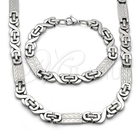 Stainless Steel Necklace and Bracelet, Polished, Steel Finish, 06.363.0057