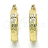 Oro Laminado Small Hoop, Gold Filled Style Greek Key Design, Polished, Golden Finish, 02.261.0012.20