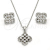 Sterling Silver Earring and Pendant Adult Set, with White Cubic Zirconia, Polished, Rhodium Finish, 10.175.0022